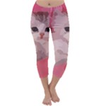 pink fluffy kitten Capri Winter Leggings 