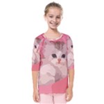 pink fluffy kitten Kids  Quarter Sleeve Raglan Tee