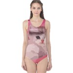 pink fluffy kitten One Piece Swimsuit