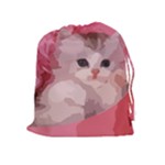 pink fluffy kitten Drawstring Pouch (XL)