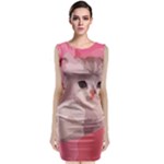 pink fluffy kitten Sleeveless Velvet Midi Dress