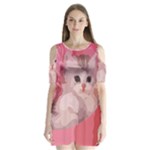 pink fluffy kitten Shoulder Cutout Velvet  One Piece