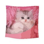 pink fluffy kitten Square Tapestry (Small)