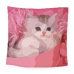 pink fluffy kitten Square Tapestry (Large)