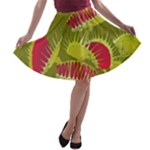 Halloween Fly Trap A-line Skater Skirt