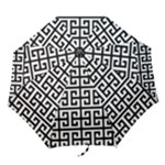 Black white Greek Key Folding Umbrella