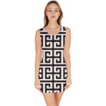 Black white Greek Key Bodycon Dress