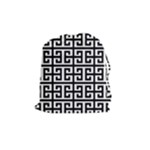 Black white Greek Key Drawstring Pouch (Medium)