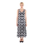 Black white Greek Key Sleeveless Maxi Dress