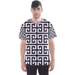 Black white Greek Key Men s Sports Mesh Tee