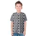 Black white Greek Key Kids  Cotton Tee