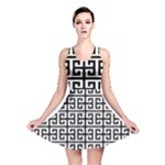 Black white Greek Key Reversible Skater Dress