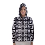 Black white Greek Key Hooded Wind Breaker (Women)