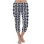 Black white Greek Key Capri Winter Leggings 