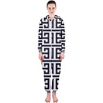 Black white Greek Key Hooded Jumpsuit (Ladies)