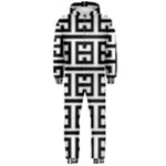 Black white Greek Key Hooded Jumpsuit (Men)