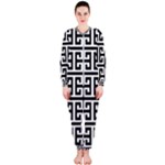 Black white Greek Key OnePiece Jumpsuit (Ladies)