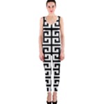 Black white Greek Key OnePiece Catsuit