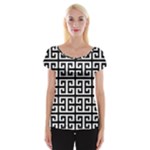 Black white Greek Key Cap Sleeve Top