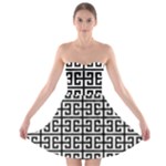 Black white Greek Key Strapless Bra Top Dress