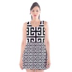 Black white Greek Key Scoop Neck Skater Dress