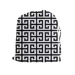 Black white Greek Key Drawstring Pouch (XL)