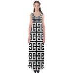 Black white Greek Key Empire Waist Maxi Dress