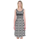 Black white Greek Key Midi Sleeveless Dress