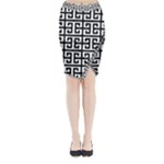 Black white Greek Key Midi Wrap Pencil Skirt