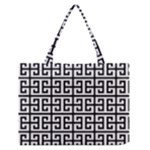 Black white Greek Key Zipper Medium Tote Bag