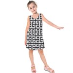 Black white Greek Key Kids  Sleeveless Dress