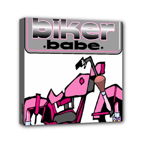 Biker Babe Mini Canvas 6  x 6  from ArtsNow.com