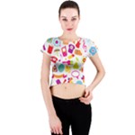 hipster kawaii  Crew Neck Crop Top