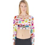 hipster kawaii  Long Sleeve Crop Top