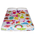 hipster kawaii  Fitted Sheet (Queen Size)