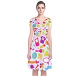 hipster kawaii  Short Sleeve Front Wrap Dress