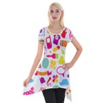 hipster kawaii  Short Sleeve Side Drop Tunic