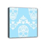 Blue Victorian Skulls Mini Canvas 4  x 4  (Stretched)