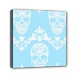 Blue Victorian Skulls Mini Canvas 6  x 6  (Stretched)