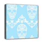 Blue Victorian Skulls Mini Canvas 8  x 8  (Stretched)