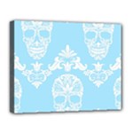 Blue Victorian Skulls Canvas 14  x 11  (Stretched)