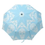 Blue Victorian Skulls Folding Umbrella