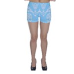 Blue Victorian Skulls Skinny Shorts