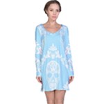 Blue Victorian Skulls Long Sleeve Nightdress