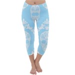 Blue Victorian Skulls Capri Winter Leggings 