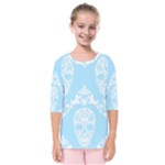 Blue Victorian Skulls Kids  Quarter Sleeve Raglan Tee