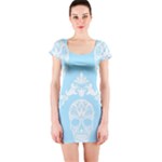 Blue Victorian Skulls Short Sleeve Bodycon Dress