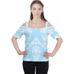 Blue Victorian Skulls Cutout Shoulder Tee