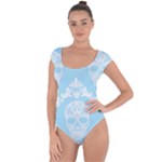 Blue Victorian Skulls Short Sleeve Leotard 