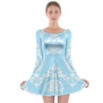 Blue Victorian Skulls Long Sleeve Skater Dress